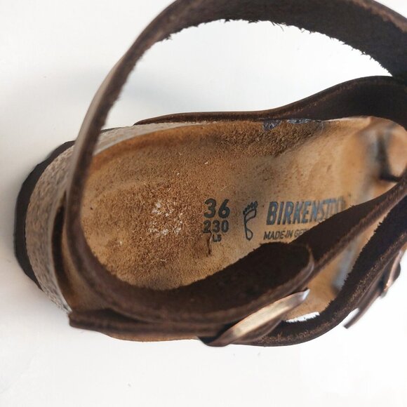Birkenstock Yara Cork Footbed Oiled Leather Ankle Strap Sandals Womens 5 Habana - Picture 2 of 12